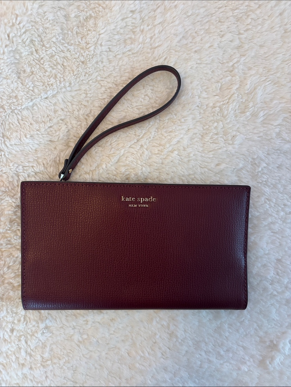 kate spade Burgundy Leather Wristlet Clutch with Strap
